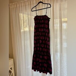 Free People 100% cotton Floral Maxi Dress NWTS Flowy Size M pockets cottagecore